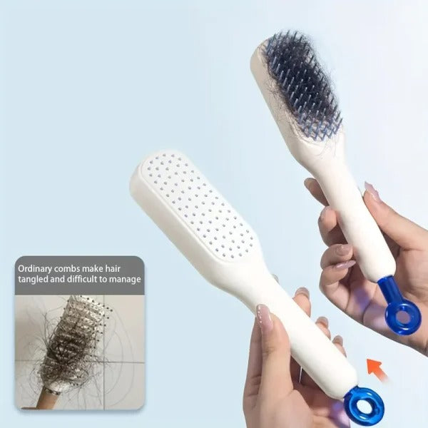 Self Cleaning Hair Brush, One-click Cleaning Telescopic Hair Comb –