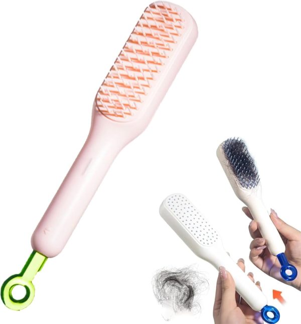 Self Cleaning Hair Brush, One-click Cleaning Telescopic Hair Comb –