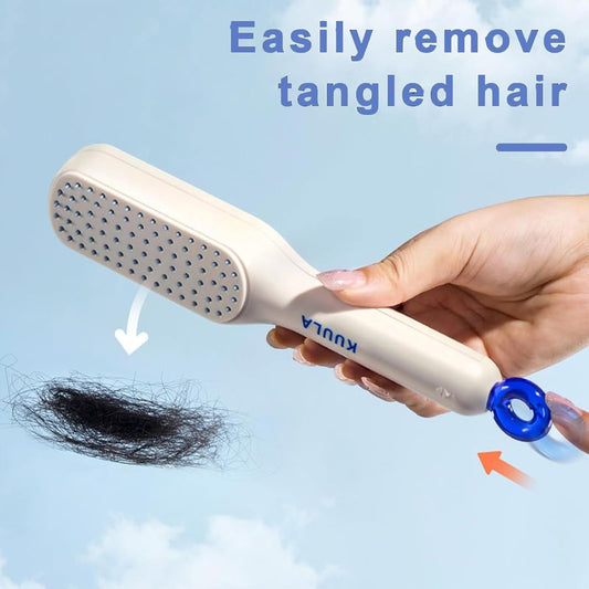 Self Cleaning Hair Brush, One-click Cleaning Telescopic Hair Comb –